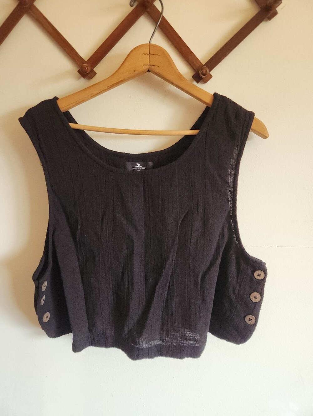 Rip Curl Cropped Tank Top Wooden Buttons Swim Cover Cotton X Large